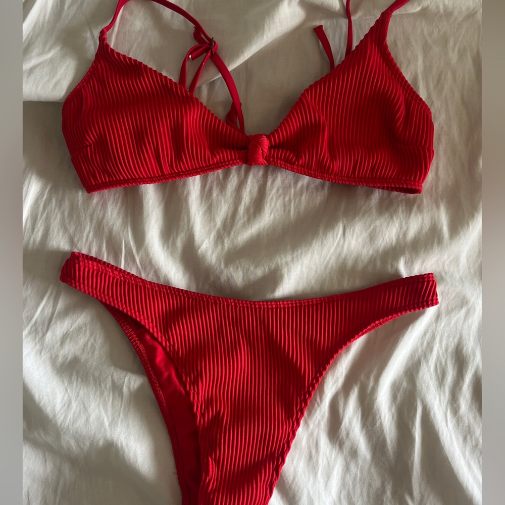 Hollister Ribbed Red Bikini